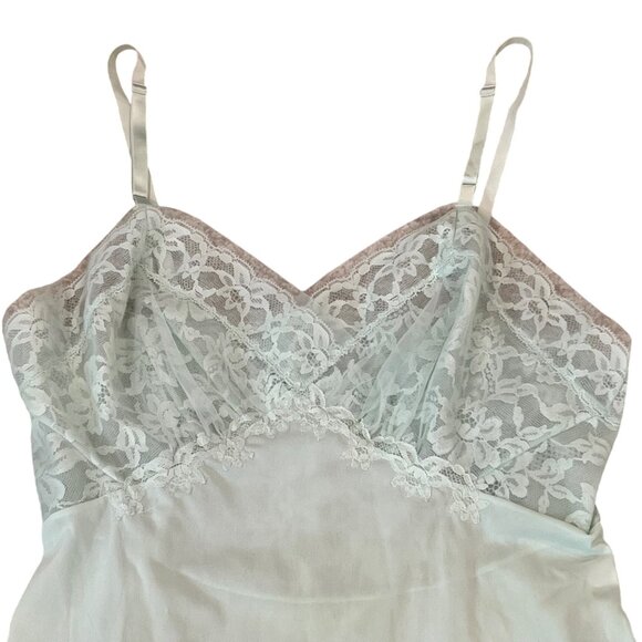 Vintage Vanity Fair Tricot Nylon Lace Slip Dress Size 34 Light Green - Picture 3 of 6